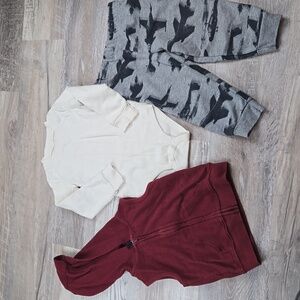 Carter's boys 24m little vest set long sleeve pants airplane maroon gray fall